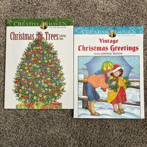 Creative Haven Set Of 2 Adult Coloring Books Christmas Trees /Vintage Christmas